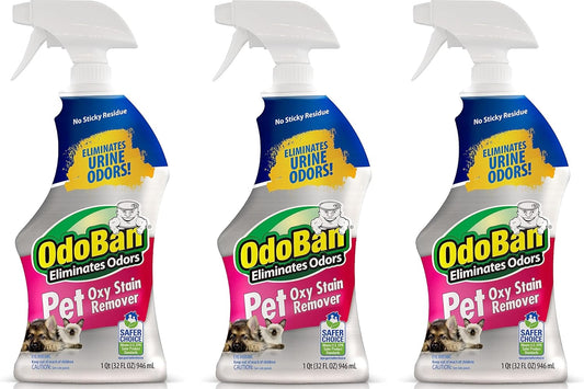 OdoBan Pet Solutions Oxy Stain Remover, Pet Stain Eliminator, Made in the USA, 6-Pack, 32 Ounce Spray Each
