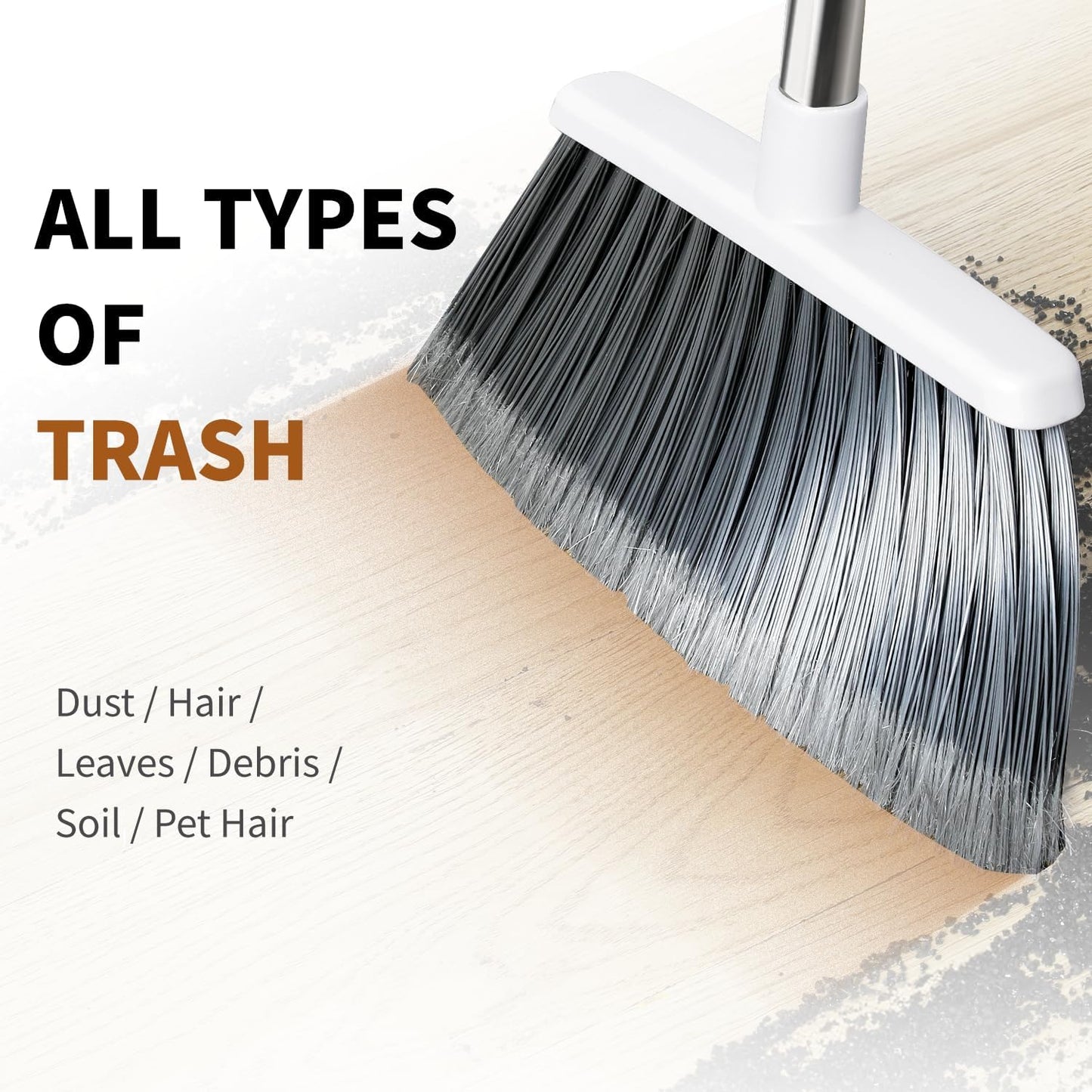 Broom, Outdoor Brooms for Sweeping Indoor, Adjustable 55" Pet Hair Removal Heavy Duty Broom for Floors Home Kitchen Garage Commercial Patio Industrial Snow (Pack of 1)