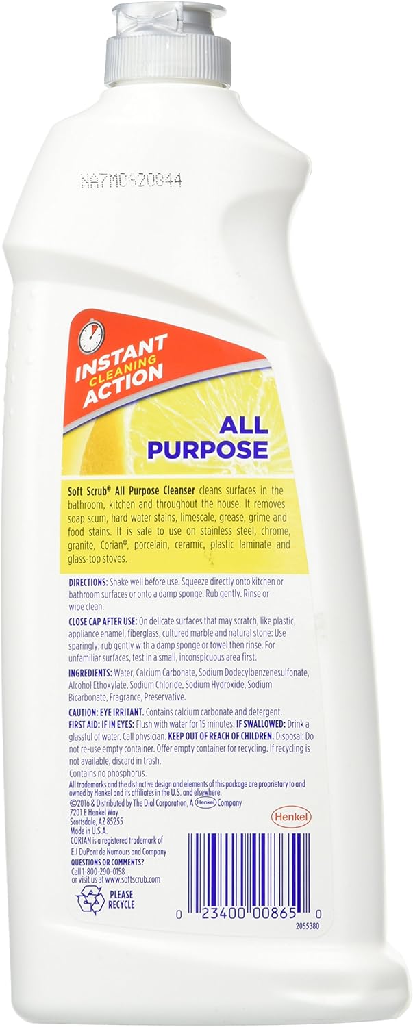 Soft Scrub Cleanser, Lemon, 24 oz-2 pk