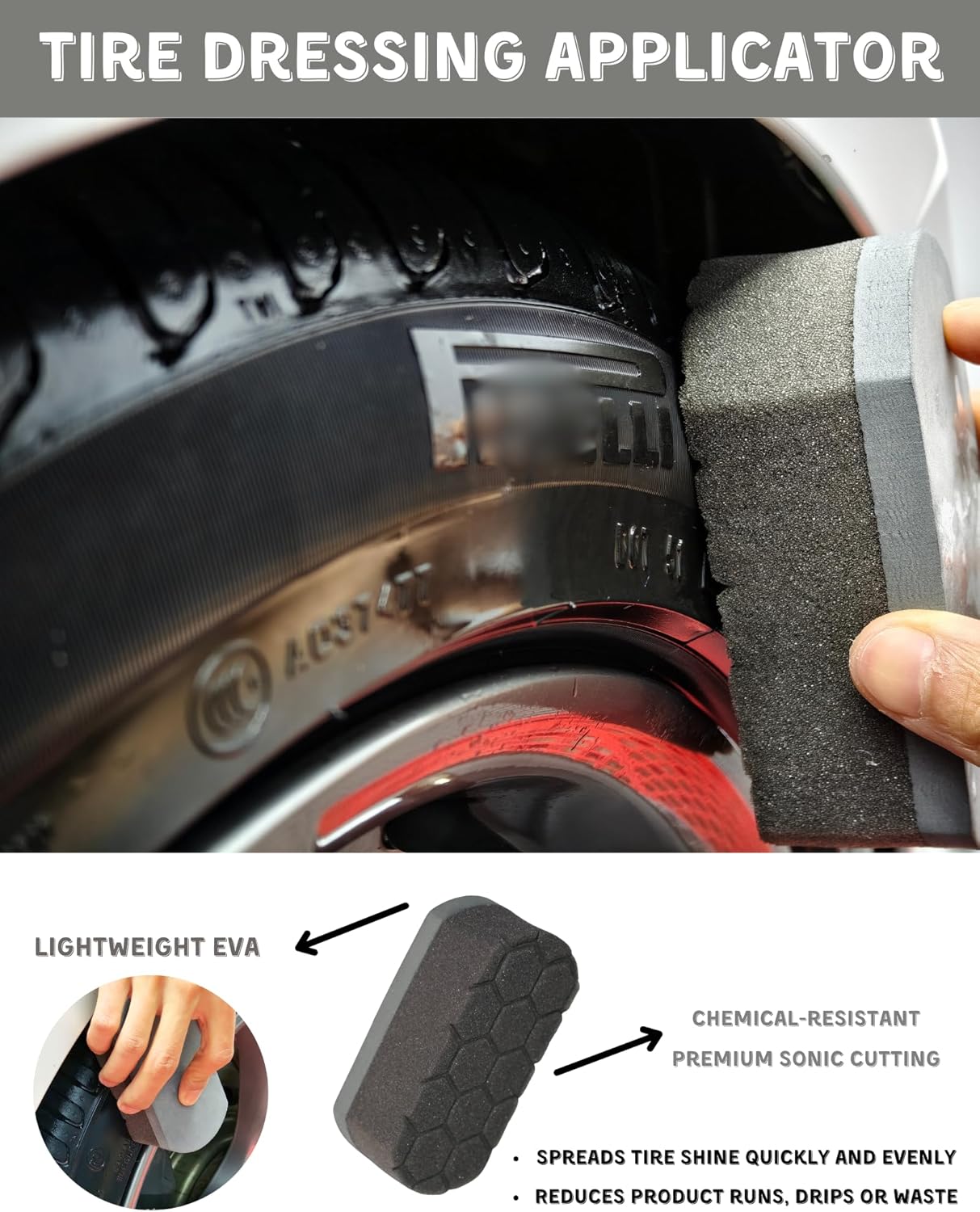 oesee Refined Long Handle Car Wheel Brush Arsenal, Soft Wheel and Rim Brush,Tire Brush, Bendable & Durable Car Wheel Rim Cleaner Brush Set for Cleaning Wheel and Tire, Large, Grey & Black