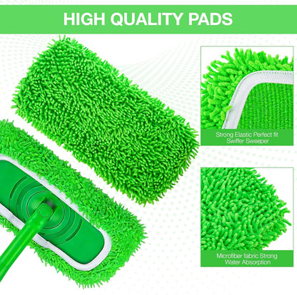 Mop Pads for Swiffer Sweeper Reusable Microfiber 5PCS Dry Wet Replacement Mop Pad Refills Sweeping Mopping Cloths for Floor Cleaning