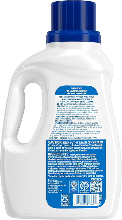 OxiClean White Revive Whitener & Stain Remover Liquid Additive, Water-Activated Oxygen Bleach for Laundry, 45 fl oz