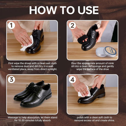 Mink Oil Leather Conditioner and Cleaner 3.52 oz - Premium Waterproof Formula for Leather Cowboy Boots,Natural Waterproof Soften and Restore Shoes, Jackets, Hats, Baseball Gloves, Saddles