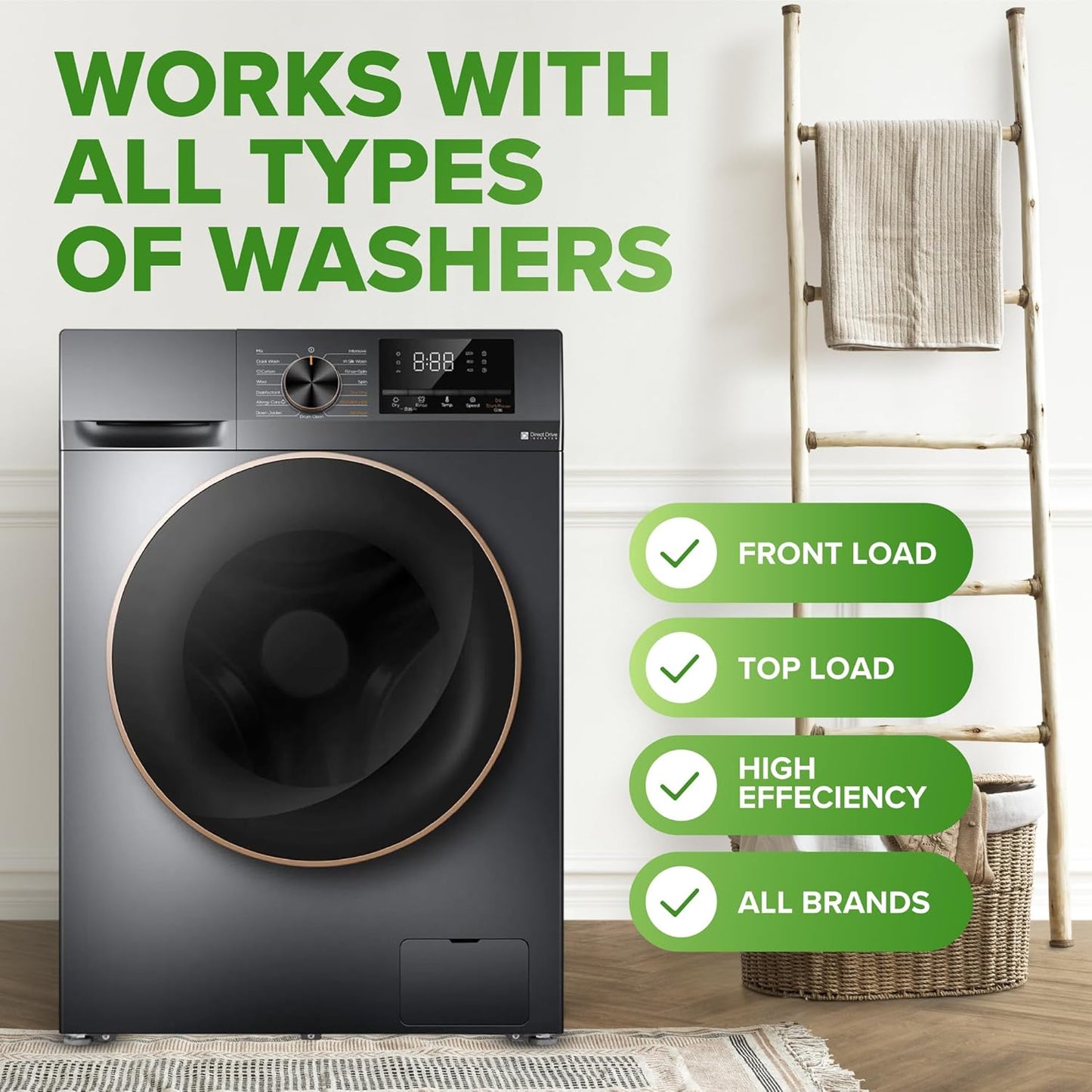 Renuv® Heavy Duty Dishwasher Cleaner & Deodorizer Tablets, Descaler, Deep Cleaning, Natural Odor & Smell Remover, Calcium, Limescale, Hard Water Marks, Grease, Septic Safe Pods (12 Tabs 1 Yr Supply)