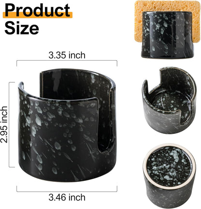 Zoeeker Sponge Holder for Kitchen Sink, Ceramic Dish Sponge Dish Rack Scrubby Caddy Kitchen Organizer Cute Sink Caddy Organizer, Farmhouse Decor, Speckled Glaze