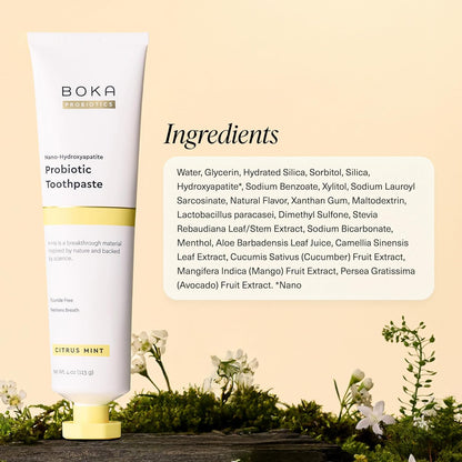 Boka Fluoride Free Toothpaste, Nano Hydroxyapatite Toothpaste, Appropriate for Sensitive Teeth, for Adult, Kids Oral Care - Whitening* Refresh Mint, 1.3 Fl Oz 2Pk US Manufactured