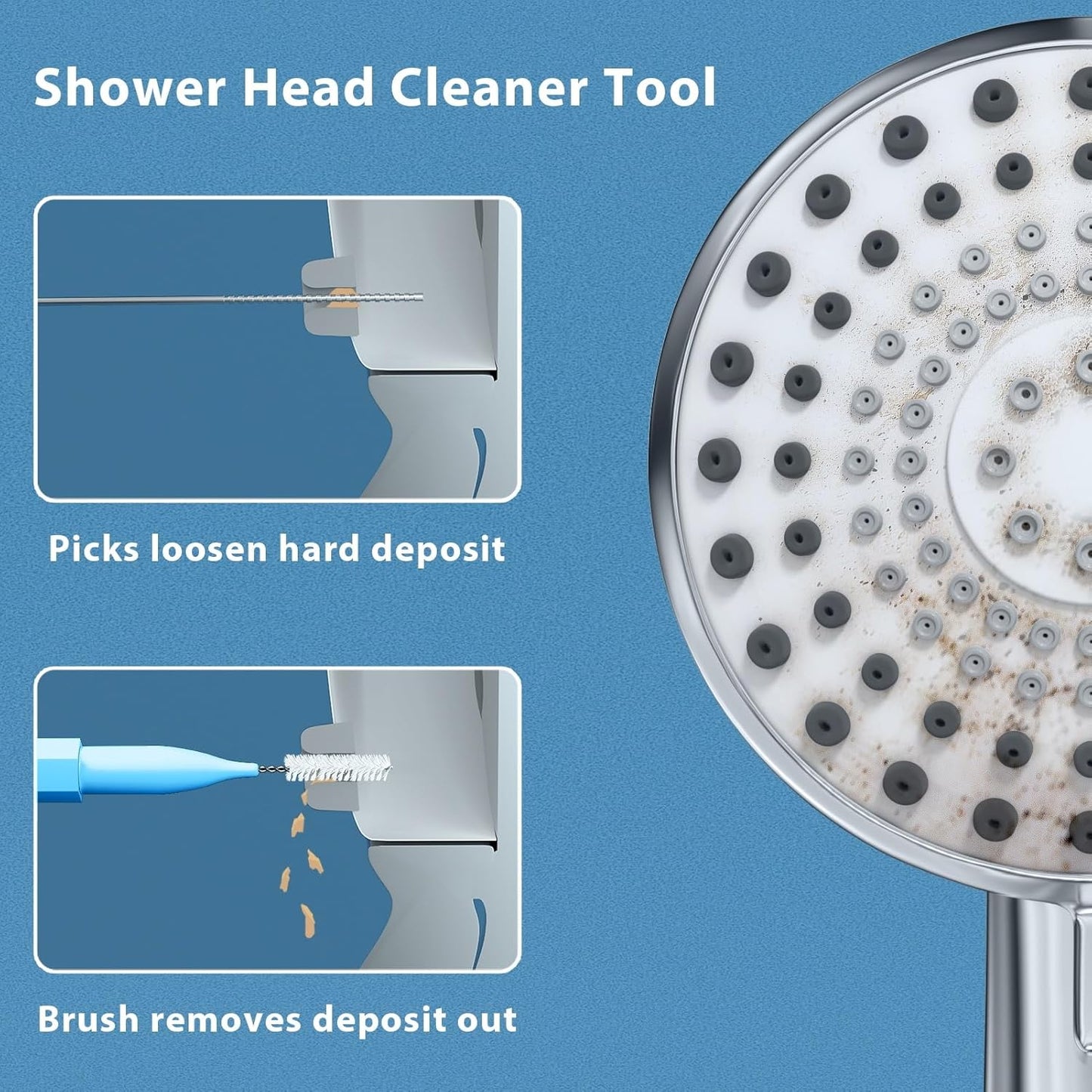 Lumkew Shower Head Cleaner Picks,Multiple Shower Head Cleaning Brush for Small Hole, Nozzle unclogger Tool for Showerhead with Storage Box