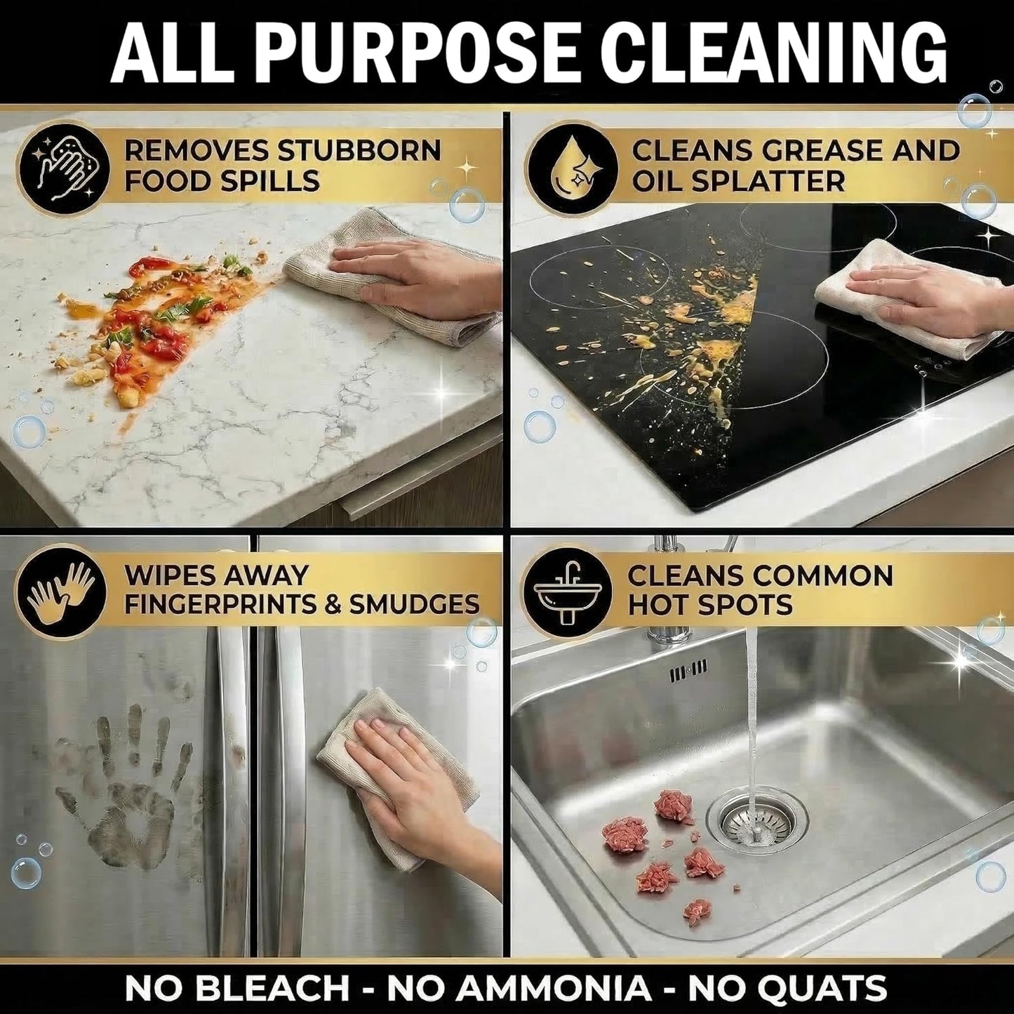 Thirteen Chefs 8X All Purpose Cleaner Concentrate - Makes 2 Gallons of Kitchen and Bathroom Cleaner for Granite and Quartz Countertops, Stainless Steel, Wood Floors - 32oz (No Sprayer Included)