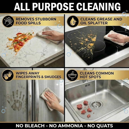 Thirteen Chefs 8X All Purpose Cleaner Concentrate - Makes 2 Gallons of Kitchen and Bathroom Cleaner for Granite and Quartz Countertops, Stainless Steel, Wood Floors - 32oz (No Sprayer Included)