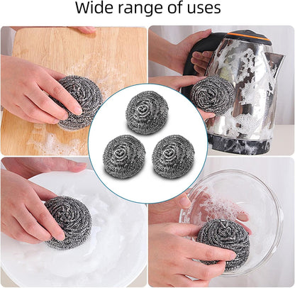 12 Pack Steel Wool Scrubber Pads, Stainless Steel Scrubber, Scrubbing Scouring Pad, Steel Wool Scrubbers for Pots and Pans, Stoves,Broiler Racks,Grills and More