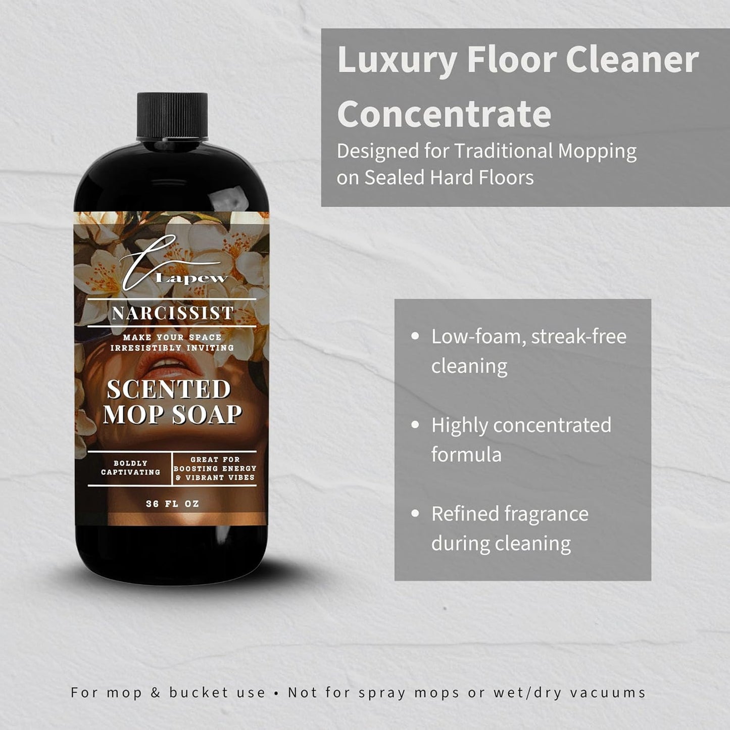Lapew Santal Scented Mop Soap - Luxury Floor Cleaner Concentrate for Mopping Tile, Laminate, Vinyl & Hardwood | Streak-Free, Low-Foam | 36 oz - Colors B