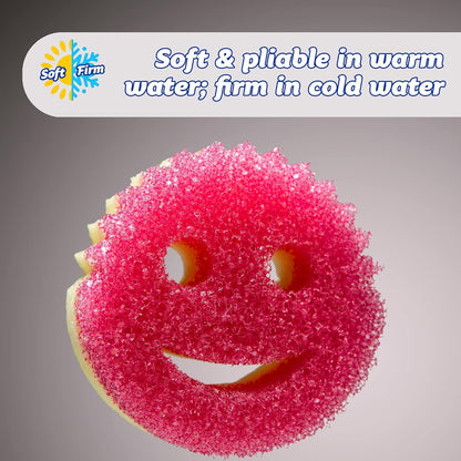 Scrub Daddy Scrub Mommy Dish Wand, Refill Heads, Sponge & Connector Head, Soap Dispensing Dish Brush, Texture Changing Washing Up Sponge, Dual Sided Non Scratch Scourers with Liquid Handle - Pink
