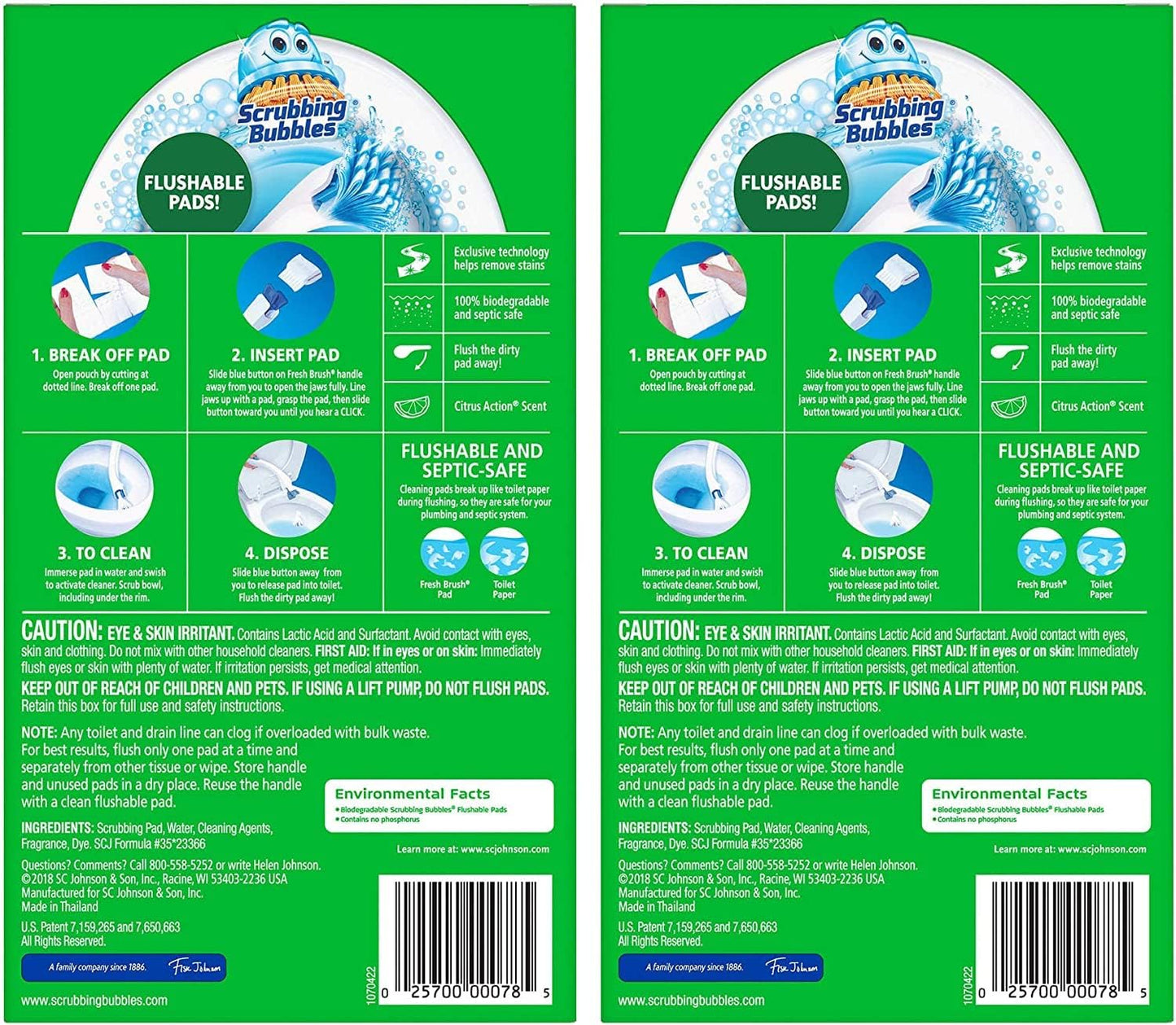 Scrubbing Bubbles Flushable Toilet Bowl Wand Cleaner Refills, Fresh Brush Cleaner Toilet Refill Pads, Removes Limescale & Odors, Citrus Scent, 20 Count (Pack of 1)
