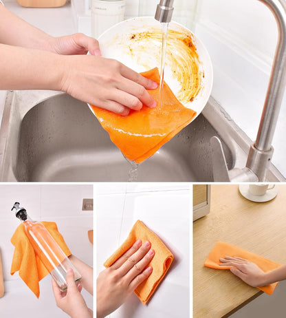 KitchLife Microfiber Cleaning Cloth Roll - Tear-Away Reusable Microfiber Paper Towels, Lint-Free, Washable, 20 Sheets for Kitchen, Car, Dishes, and Sensitive Surfaces (Pink)