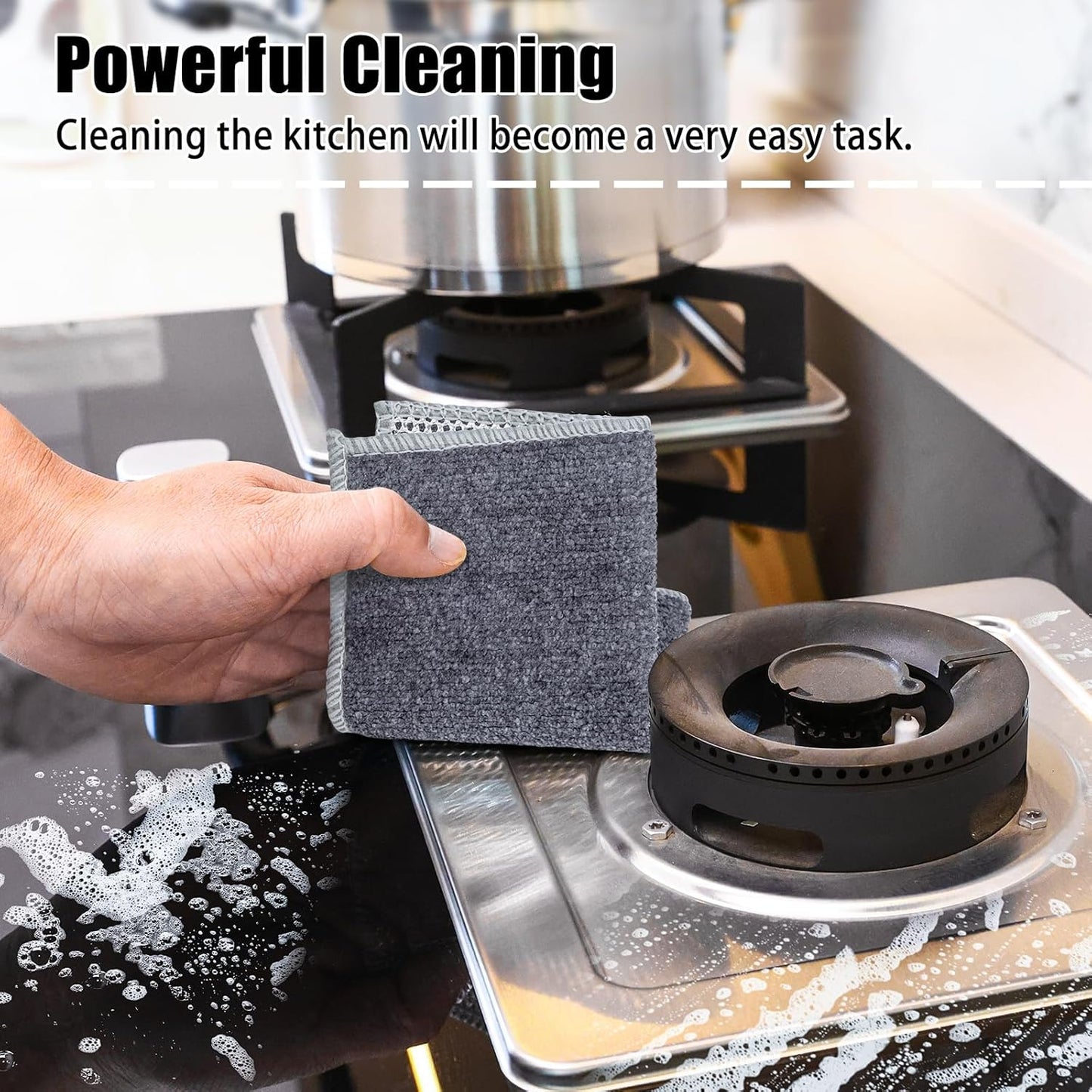 Navona 12 Pcs New Upgrade Steel Wire Dishcloth,Triple-Layer Steel Wire Cleaning Cloth,Powerful Cleaning Non-Scratch Wire Dishcloth Rag for Cookware, Sinks, Dishes, Stove Tops