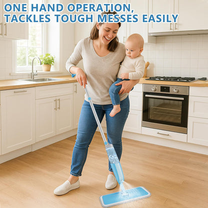 Spray Wet Mops for Hardwood Floor Cleaning: MEXERRIS Floor Mop with 5 Washable Pads for Swiffer Powermop & 2 Refillable Bottles - Home Commercial Dust Dry Mops for Wood Laminate Vinyl Tiles Ceramic