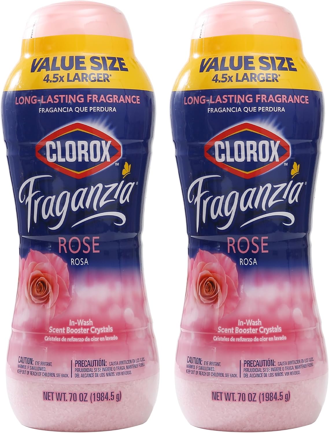 Clorox Fraganzia Laundry Scent Booster Crystals, In-Wash Fragrance Beads for Fresh-Smelling Clothes & Linens, Safe for All Fabrics & Colors, Easy-Pour Bottle, Vanilla Scent, 18 Oz, 2 Pack