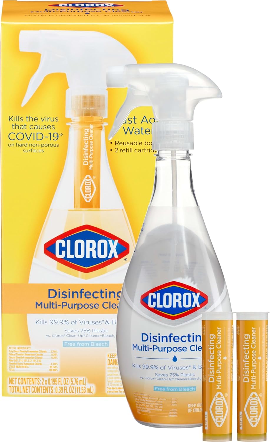 Clorox Disinfecting All-Purpose Cleaner 32 Oz and Bathroom Cleaner, Household Essentials, 30 Oz, Pack of 3