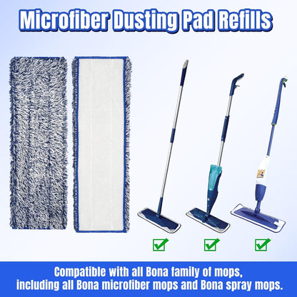 3 Pack Microfiber Dusting Pad for Bona Family of Mops, Washable & Reusable Pads for Bona Hardwood Floor Cleaner Mop, Mop Pads Refill for Hard Surface Floors