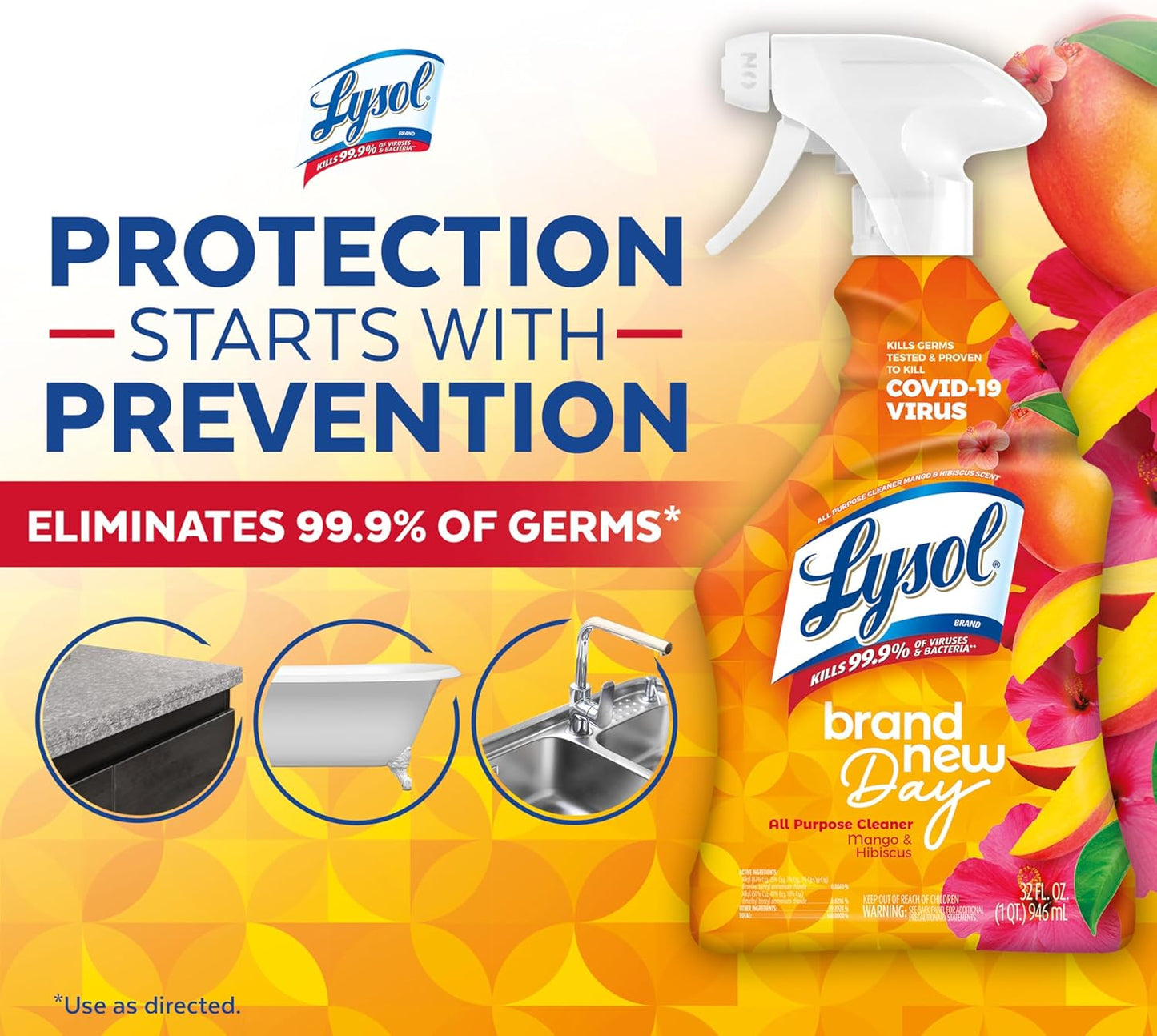 Lysol Power Foaming Bathroom Cleaner, Multipurpose Cleaner for Showers, Bathtubs, Sinks, Disinfectant Spray Kills 99.9% of Germs, Zero Bleach Cleaning Spray, 32 Oz.