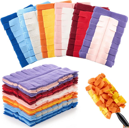 Zubebe 12 Pcs Duster Refill Reusable Fleece Duster Refills Feather Flat Dusters Multi Surface Washable Cleaning Pads Tools for Home, Blinds, Car, Pet, Furniture, Fans (Dark Color)