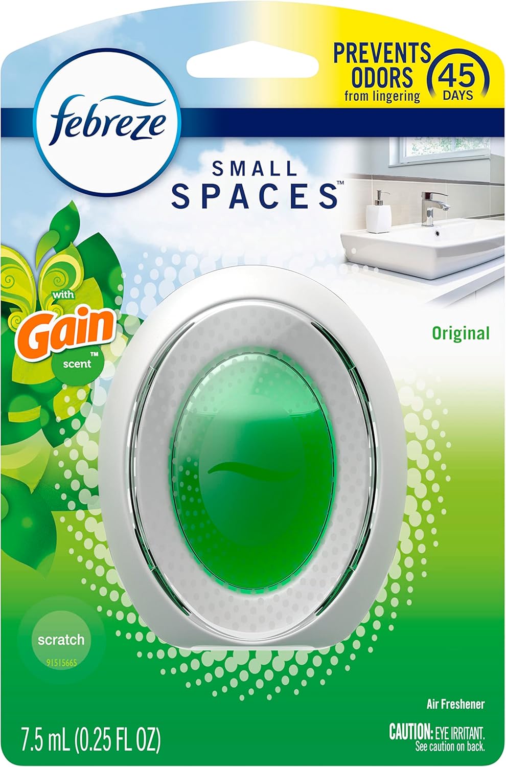Febreze Bathroom Air Freshener, Odor-Fighting, Plug In Alternative, Air Fresheners for Small Spaces in Home, Bathroom, Kitchen, & Closet, Pet & Litter Box Odor Fighter, Gain Original Scent, 4ct