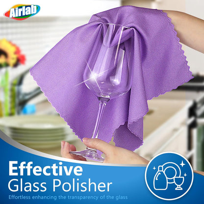Glass Polishing Cloth Streak Free Miracle Cleaning Cloth Lint Free Microfiber Cleaning Rags for Glasses Kitchen Dish Mirrors Easy Clean, Pack of 6, 12" x 12"