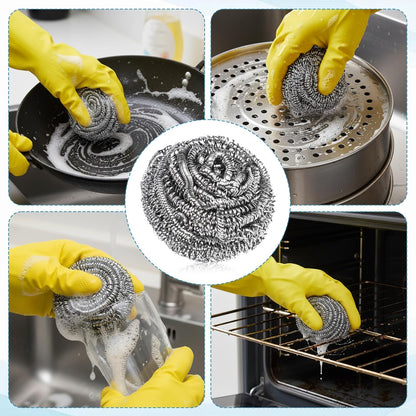 SHENLIU 100 Pieces Steel Wool Scrubber, 15 Gram Metal Scourers Stainless Steel Scrubber Bulk for Cleaning Kitchen Bathroom Household and More