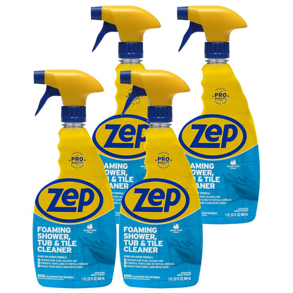 Zep Foaming Shower Tub and Tile Cleaner - 32 oz (Case of 4) ZUPFTT324 - No Scrub Formula, Breaks up Tough Buildup on Contact