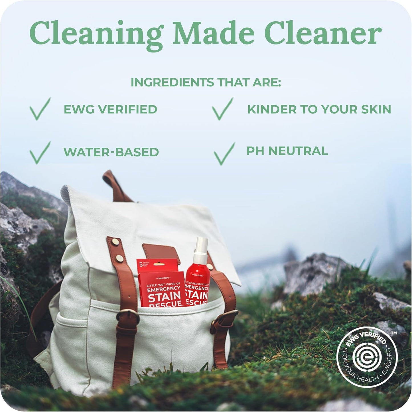 Emergency Stain Rescue Stain Remover Spray - For Wine & Coffee - Blood Stain Remover Clothes & Laundry - Carpet Cleaner Spray with No Added Phosphates - 2 x 4 Fl Oz