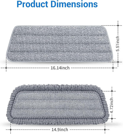 6Pcs Microfiber Mop Replacement Pads,Compatible with Wet/Dry Mop Floor Cleaning Pad Fit All Spray Mops,14.9 * 4.7’’ Size Spray Mop Pads Refills