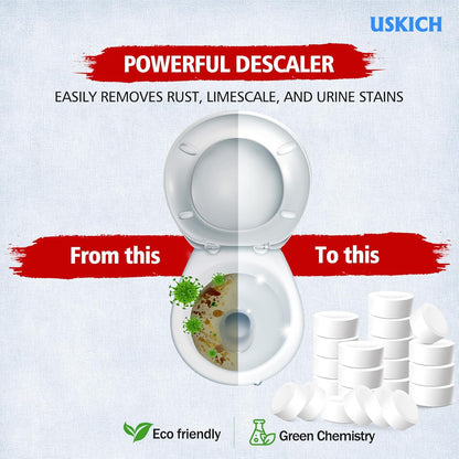 USKICH 20 Pack Toilet Bowl Cleaner Tablets,Blue Automatic Toilet Tank Cleaners, Long-Lasting Household Toilet Cleaners,Toilet flush Cleaning & Deodorizer
