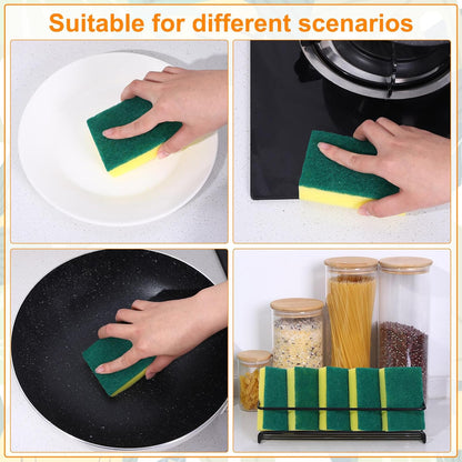 50 Pcs Individually Wrapped Sponges, Uncompressed Non Scratch Scrouing Sponges for Household Cleaning Dishes Kitchen Airbnb Apartment Car Bike Gray