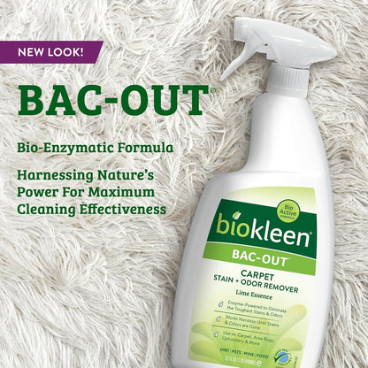 Biokleen Bac-Out Enzyme Cleaner and Stain & Odor Remover for Pet Stains, Laundry, Diapers, Wine, Carpets, & More, Eco-Friendly, Non-Toxic, Lime Scent, 128 Ounces