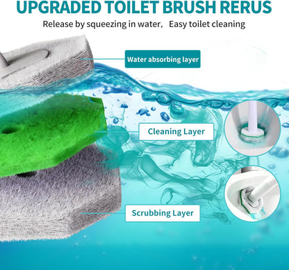 60 Count Toilet Brush Heads, Toilet Wand Refills for Clorox ，Suitable for Most Disposable Toilet Brushes. Features a Convenient snap-on Design. Both Home and Commercial use.No Falling Apart,
