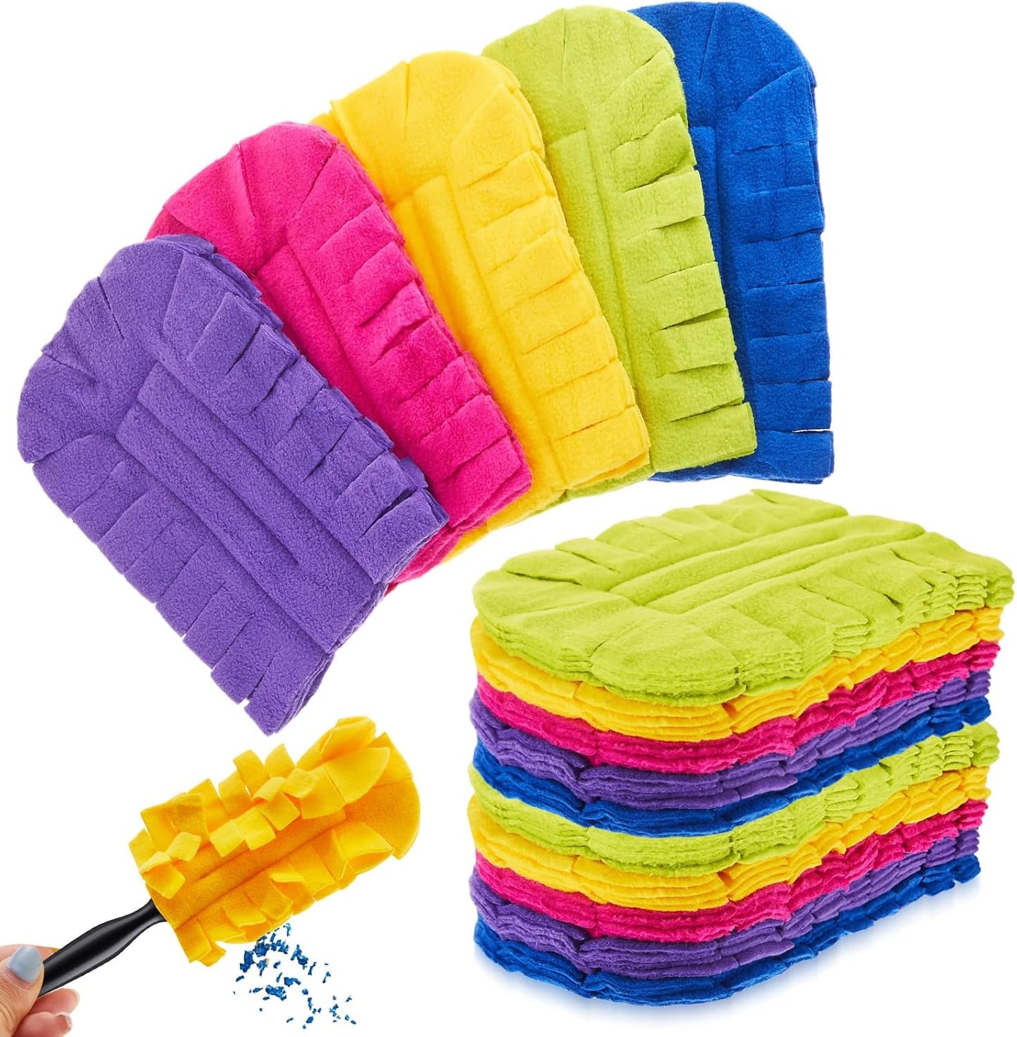 Zubebe 12 Pcs Duster Refill Reusable Fleece Duster Refills Feather Flat Dusters Multi Surface Washable Cleaning Pads Tools for Home, Blinds, Car, Pet, Furniture, Fans (Dark Color)