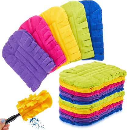 Zubebe 12 Pcs Duster Refill Reusable Fleece Duster Refills Feather Flat Dusters Multi Surface Washable Cleaning Pads Tools for Home, Blinds, Car, Pet, Furniture, Fans (Dark Color)