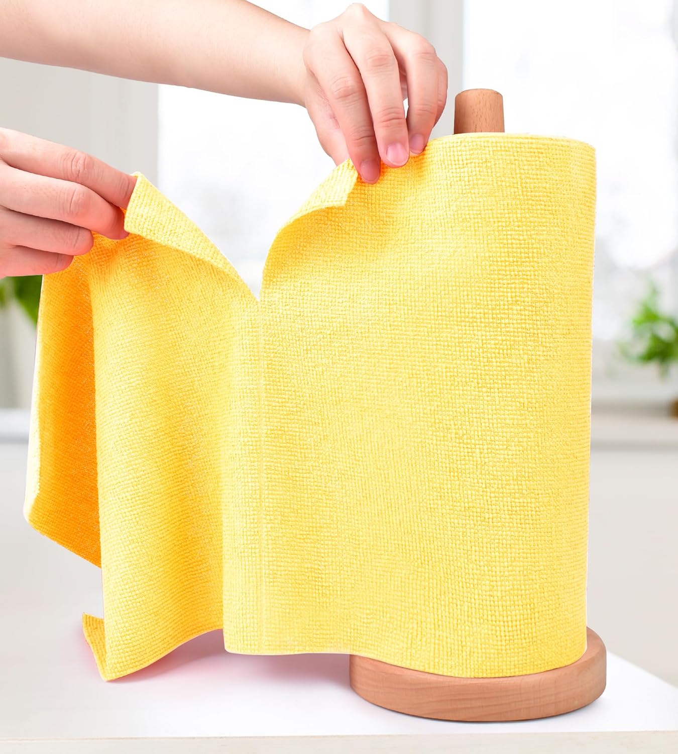 KitchLife Microfiber Cleaning Cloth Roll - Tear-Away Reusable Microfiber Paper Towels, Lint-Free, Washable, 20 Sheets for Kitchen, Car, Dishes, and Sensitive Surfaces (Pink)