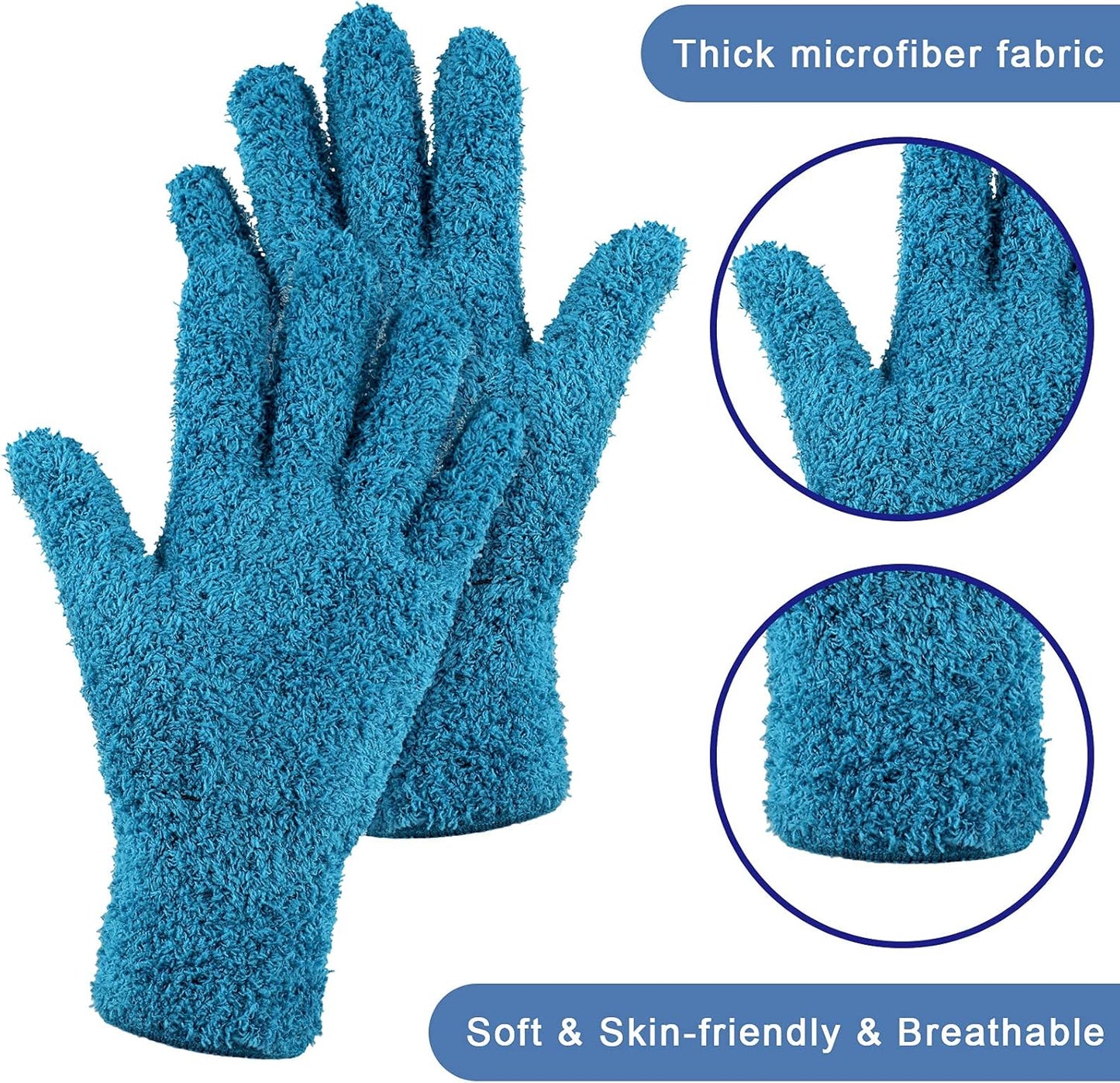 Patelai 3 Pairs Microfiber Plant Dusting Gloves Leaf Cleaning Gloves for Indoor Plants, Blinds, Furniture, House (Green Yellow,Blue,Pink,Medium)