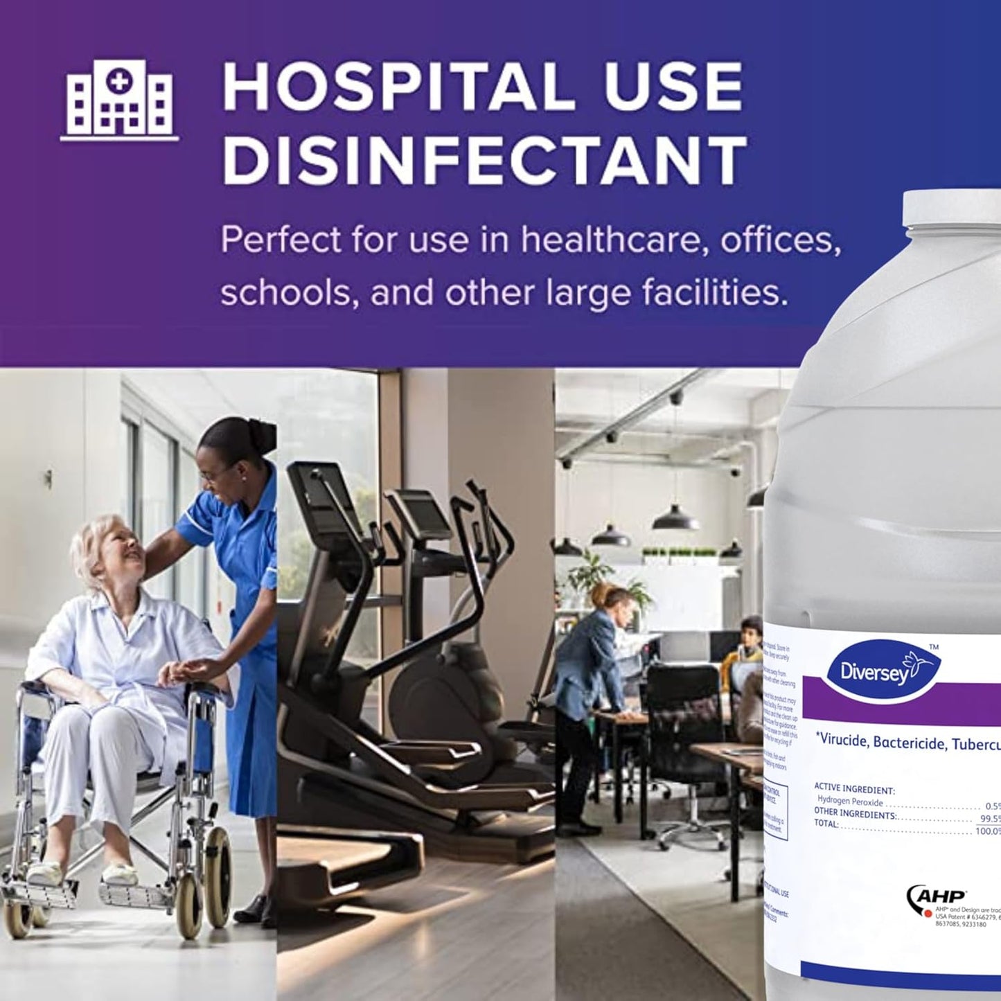 Oxivir Diversey Tb Ready-to-Use Liquid Hydrogen Peroxide Disinfectant Cleaner, Tuberculocidal Multi-Surface Cleaner, 1 Gallon