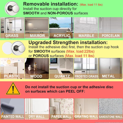 ZESLMG Adhesive Hooks for Shower, Chrome Self Sticky Hooks for Glass Window Kitchen Wall, Removable Bath Robe Loofah Door Wreath Coat Towel Hook No Damage for Hanging, 4 Pack