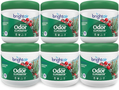 Bright Air 14 oz. Super Odor Eliminator, For Medium-Size Spaces, Cool & Clean Scent, Case of 6,Air Freshener, Natural Essential Oils, Lasts Up to 90 Days Each