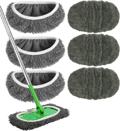 Reusable Microfiber Mop Pads Washable Wet Pads Compatible with Swiffer Sweeper Refills Pads for Wet & Dry Sweeping Cloths Mop Head Replacement for Household Cleaning (Green 4PCS)