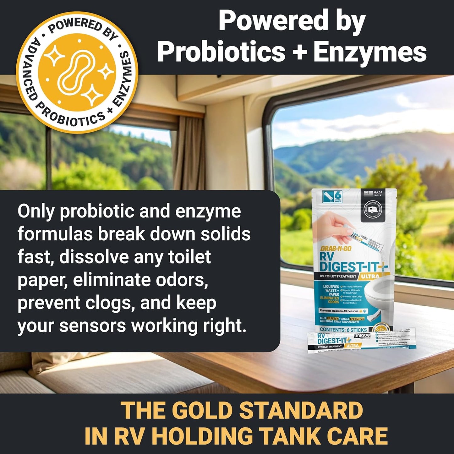 Unique RV Digest-It Plus RV Tank Treatment Pods – 16 Treatments, Breaks Down Waste & Toilet Paper + Eliminates Odors at Source, RV Black Tank Treatment