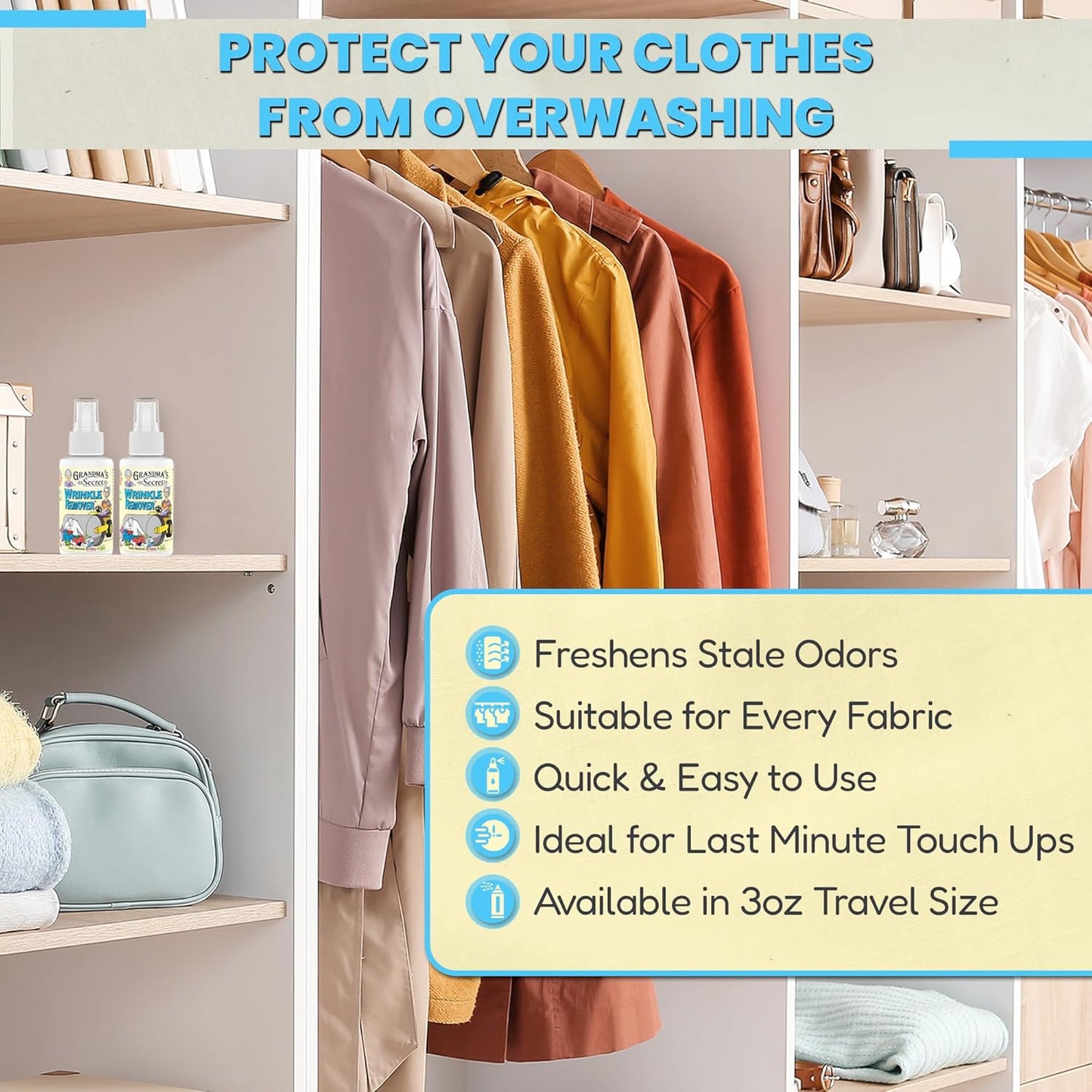 Grandma's Secret Spot Remover Laundry Spray - Chlorine, Bleach and Toxin-Free for Clothes - Fabric Stain Remover Removes Oil, Paint, Blood and Pet Stains - 16 oz & 2 oz Combo, DuoPack