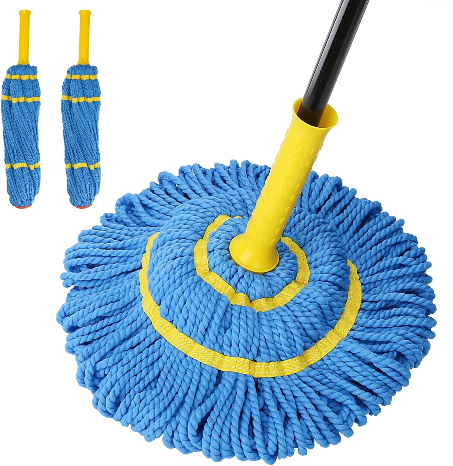 KeFanta Self-Wringing Twist Mop for Floor Cleaning, Long Handled Microfiber Floor Mop with Top Scouring Pad for Kitchen, Hardwood, Restaurant, Bathroom, Garages, Warehouses, Office,57-inch
