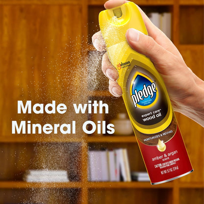 Pledge Enhancing Polish Spray, Wood Furniture & Stainless Steel Polish, Remove Dust and Fingerprints, Fast Shine and Protect, Prevent Scratches & Knicks - Lemon Scent, 9.7oz (Pack of 12)