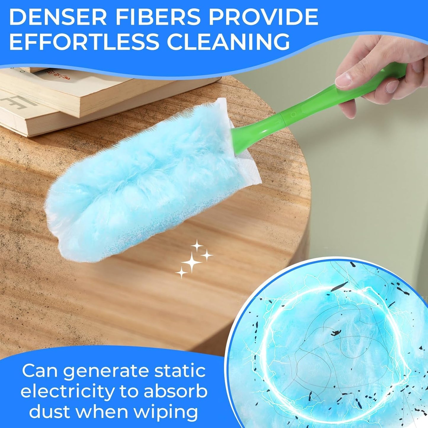 30PCS Disposable Dusters Refills Compatible with Swiffer,180 Degree Electrostatic Disposable Replacement Head for Home,Office,Ceiling Fans,Blinds and Furniture Dusting