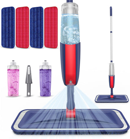 Spray Wet Mops for Hardwood Floor Cleaning: MEXERRIS Floor Mop with 5 Washable Pads for Swiffer Powermop & 2 Refillable Bottles - Home Commercial Dust Dry Mops for Wood Laminate Vinyl Tiles Ceramic