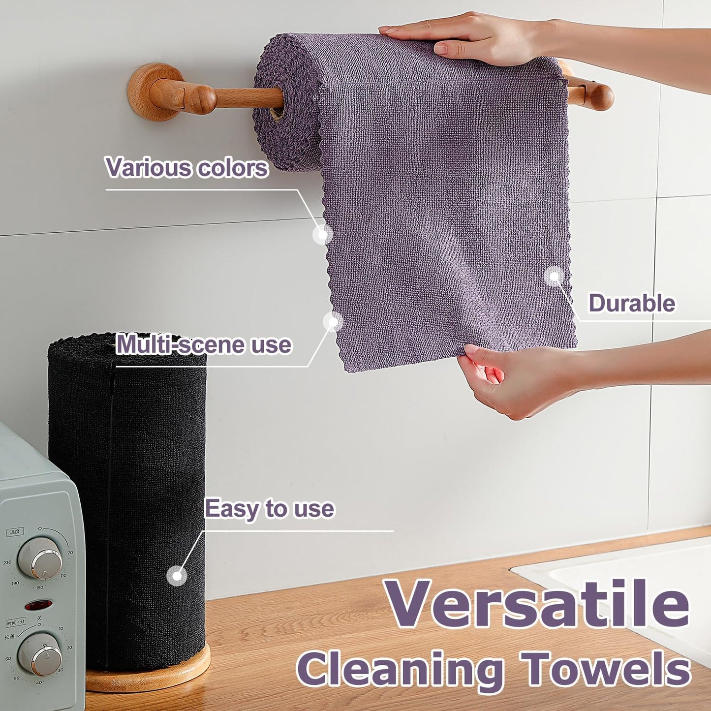 80 Pack Microfiber Cleaning Cloth Roll Reusable Paper Towels 12"x12" Tear Away Cloth, Microfiber Towels for Cars, Wash Cloths, Lint Free Dark Grey Rags for House, Kitchen,Window,Cleaning Supplies